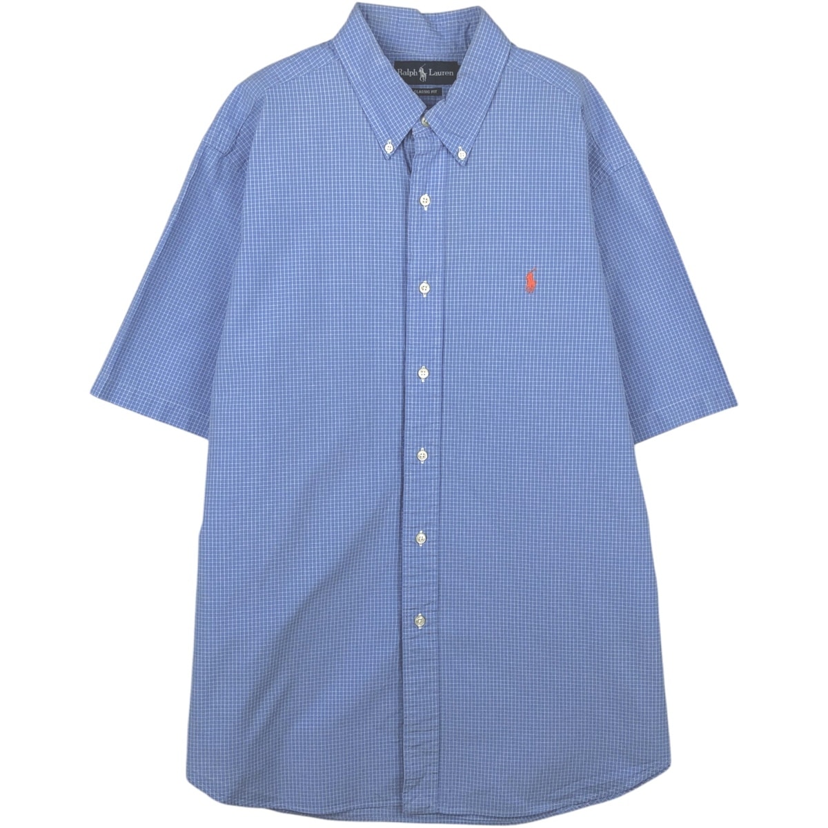 古着 ラルフローレン Ralph Lauren CLASSIC FIT クラシックフィット 半袖 ボタンダウン チェックシャツ メンズXL相当/eaa653055