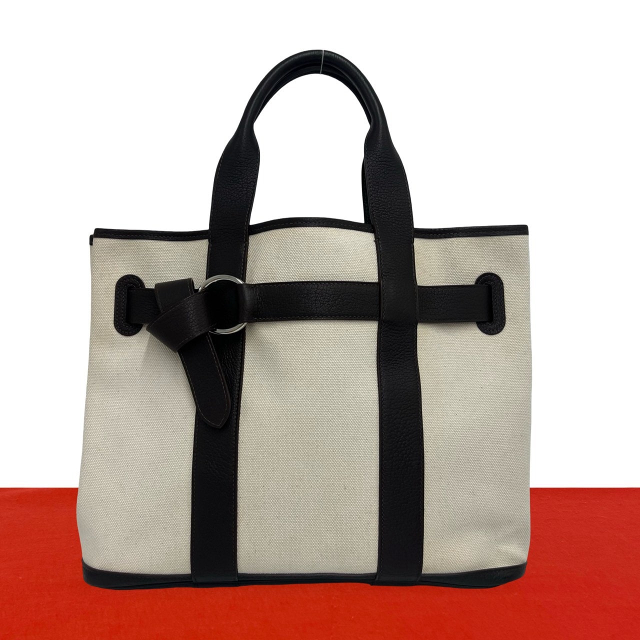 HERMES エルメス プティット サンチュール MM トワルアッシュ ブッフルスキッパー ハンドバッグ エクリュ マロン ブラウン
gd8-7