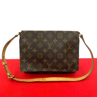 LOUIS VUITTON ルイヴィトン ミュゼットタンゴ モノグラム レザー PVC ショルダーバッグ ブラウン
221-5