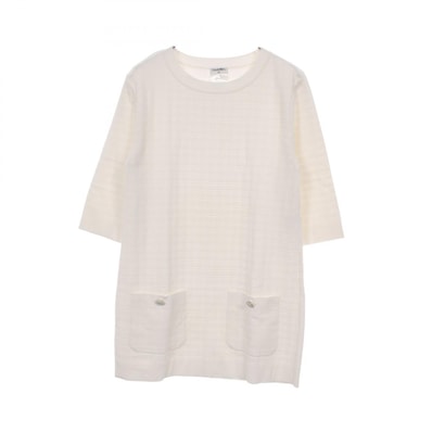 シャネル CHANEL ココマークボタン ミニドレス チュニック ワンピース 衣料品 トップス コットン レディース ホワイト系 P47573K06030 【中古】