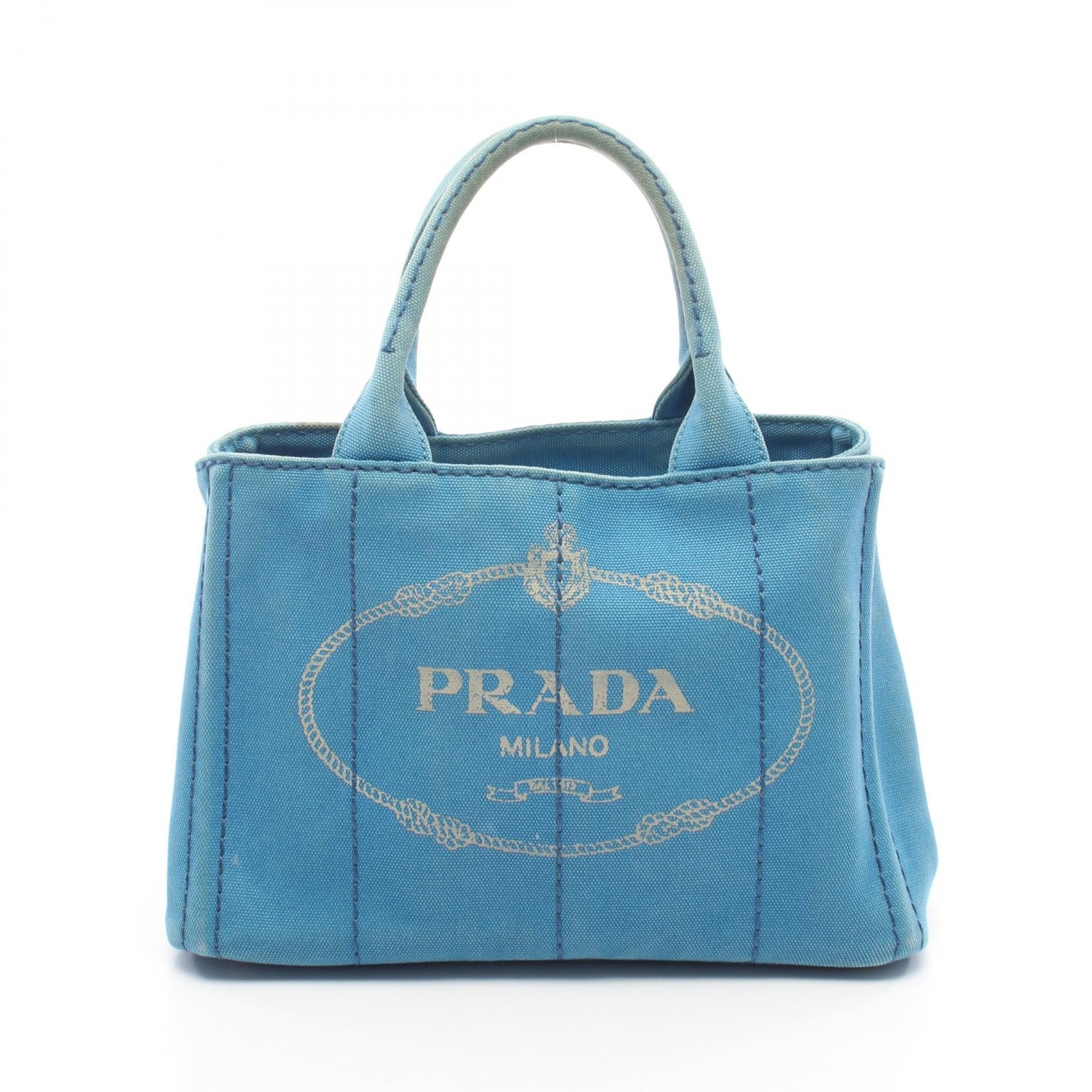 プラダ PRADA CANAPA カナパ トートバッグ バッグ キャンバス レディース ブルー系 B2439G 【中古】