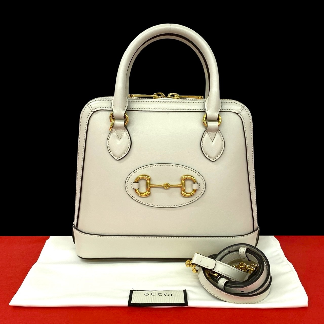GUCCI グッチ ホースビット 1955 レザー ショルダーバッグ ホワイト
41695