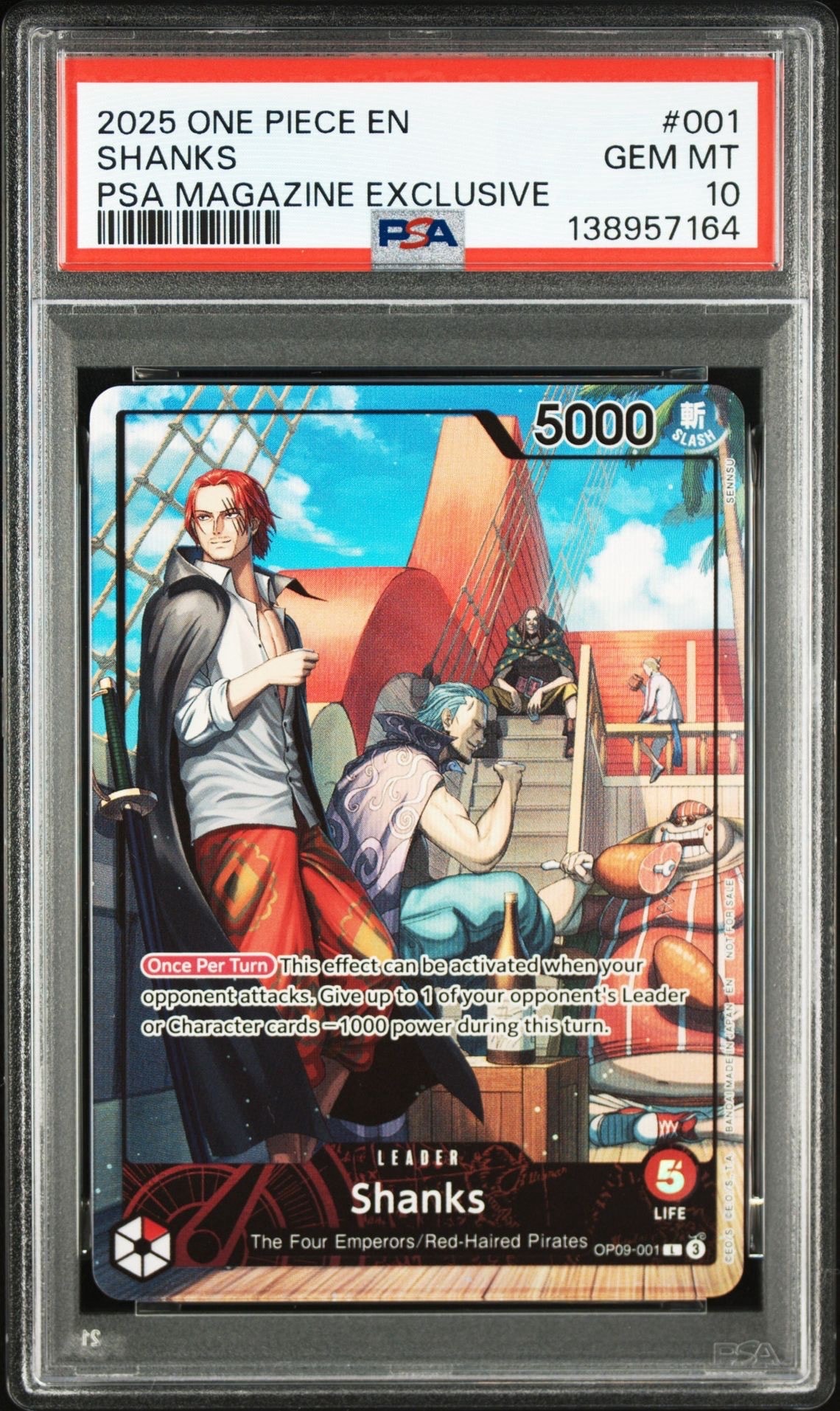 PSA10】シャンクス L-P [OP09-001](ブースターパック「新たなる皇帝