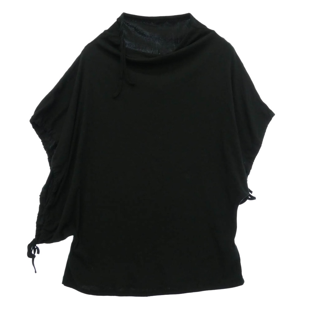 Yohji Yamamoto ヨウジヤマモト FS-T22-071 ドルマンスリーブ ドローコード 半袖 カットソー Tシャツ ブラック系 2【中古】