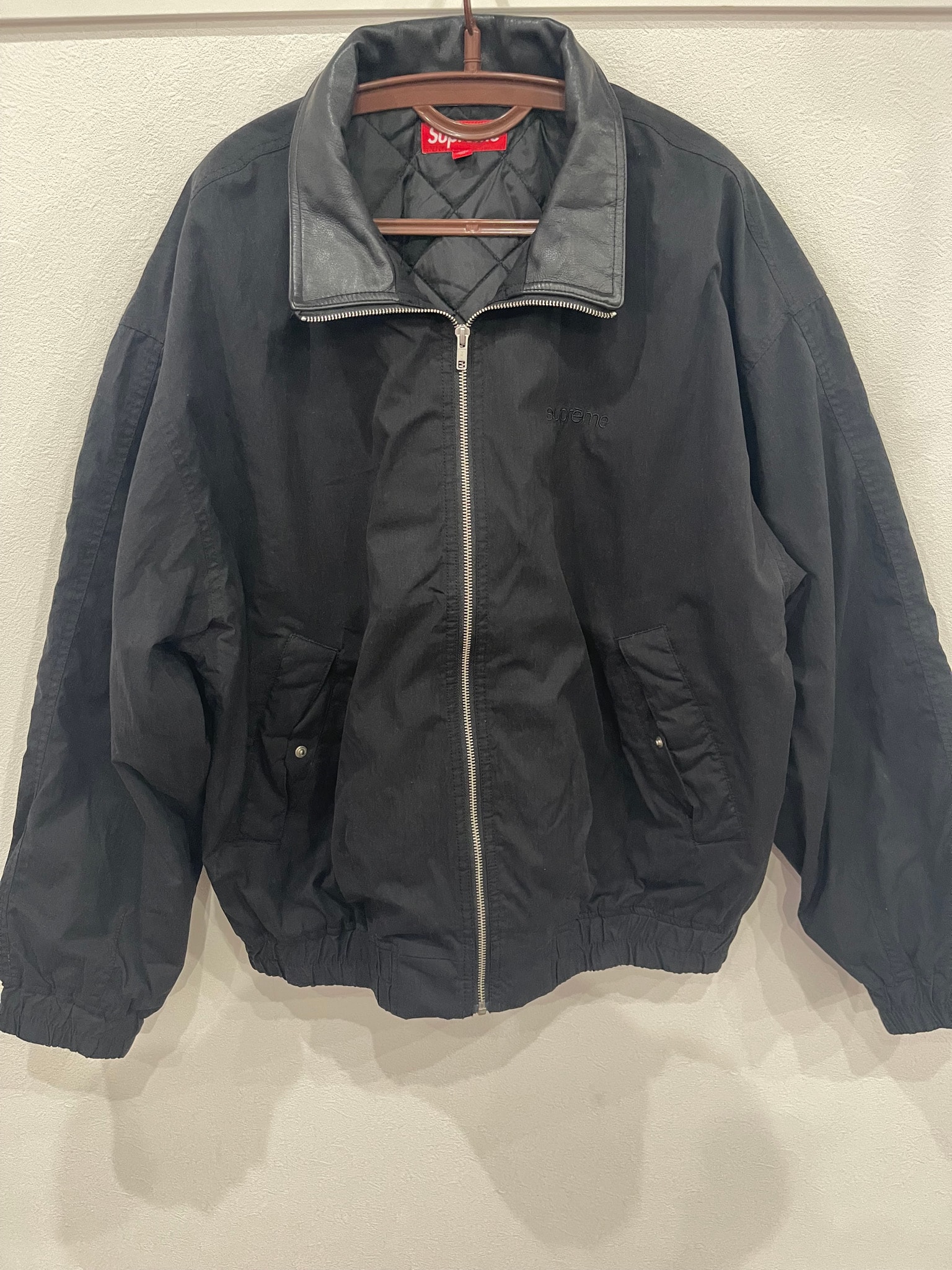 Supreme Leather Collar Utility Jacket "Black"