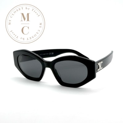 セリーヌ CELINE サングラス ブラック シルバー ロゴ アイウェア ユニセックス