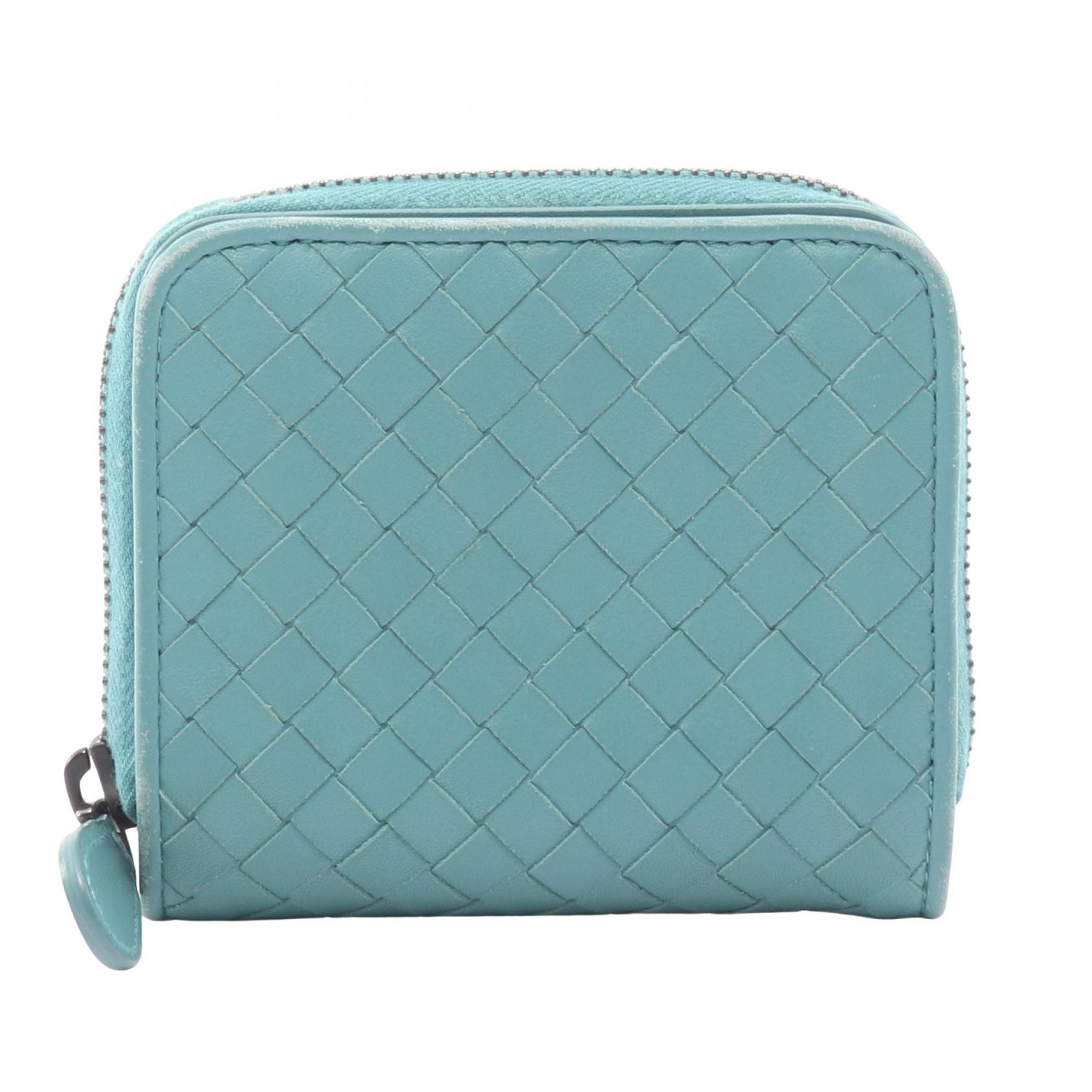 ボッテガヴェネタ BOTTEGA VENETA イントレチャート 二つ折り財布 財布 レザー レディース グリーン系 624048 【中古】