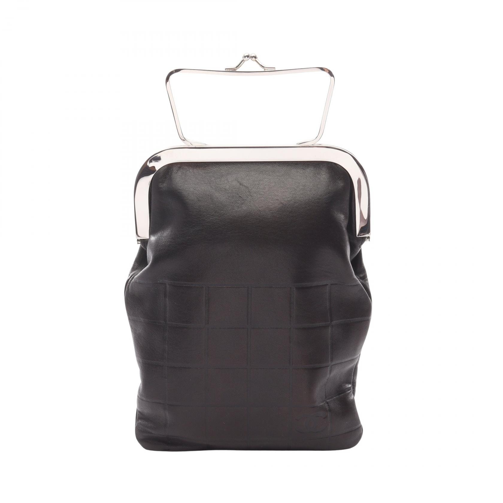 シャネル CHANEL チョコバー がま口 ハンドバッグ バッグ ラムスキン(羊革) レディース ブラウン系 【中古】