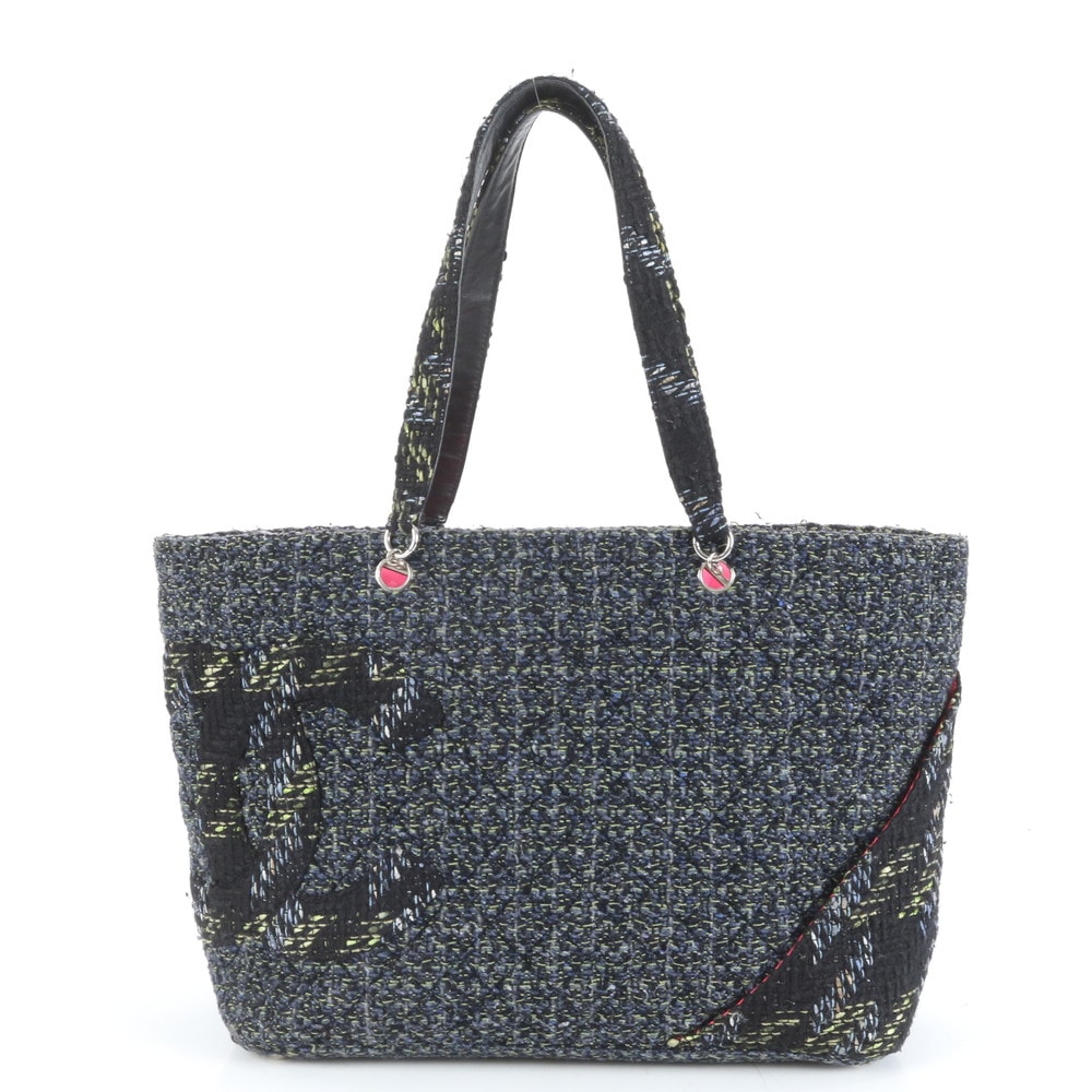 ■極美品 シャネル カンボンツイードトート バッグ レザー×キャンバス