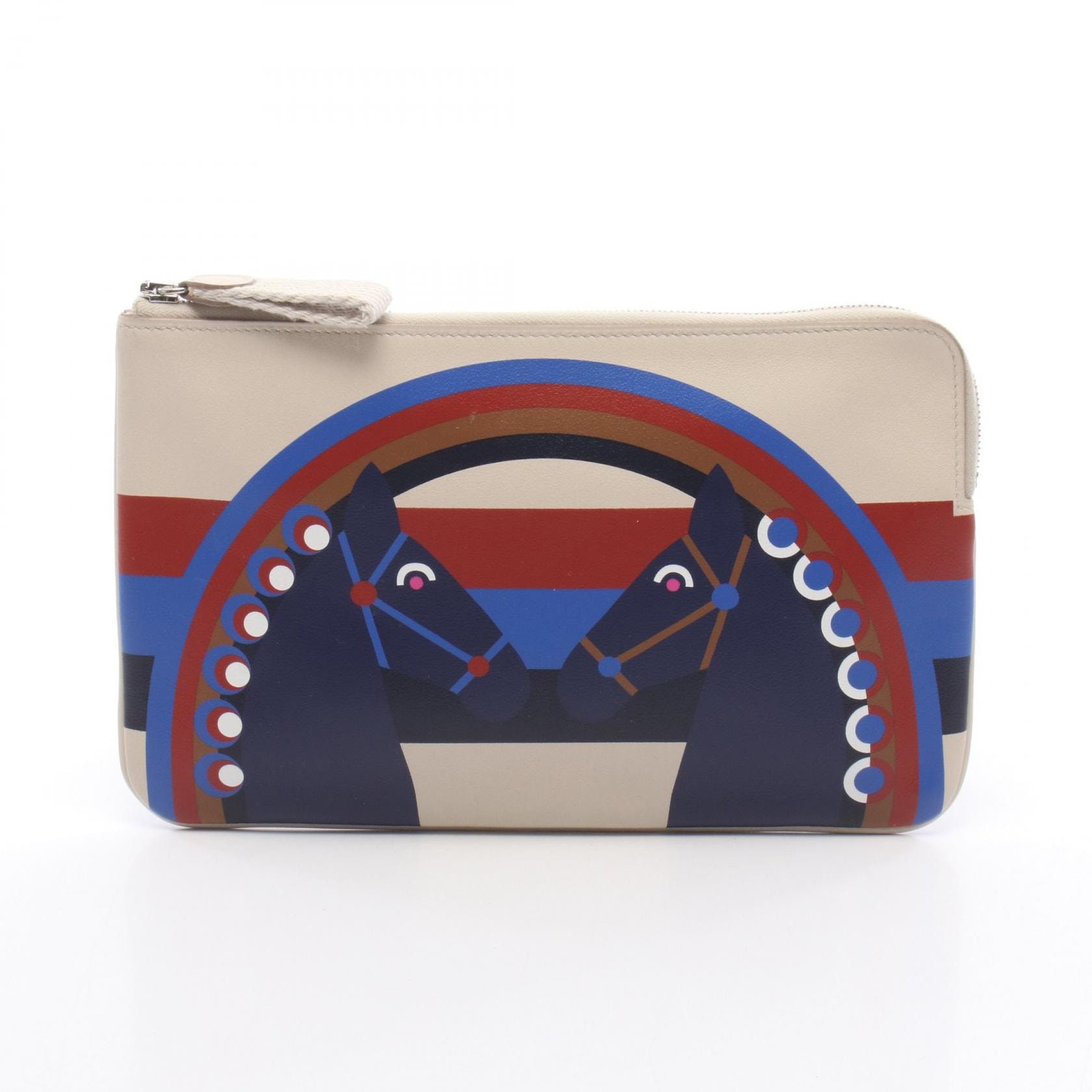 エルメス HERMES カレ ポケット ロング レインボーラブ ベトン ポーチ バッグ ヴォースイフト ヴォースイフト Y刻印(2020年製造) レディース ベージュ系 / マルチカラー 【中古】