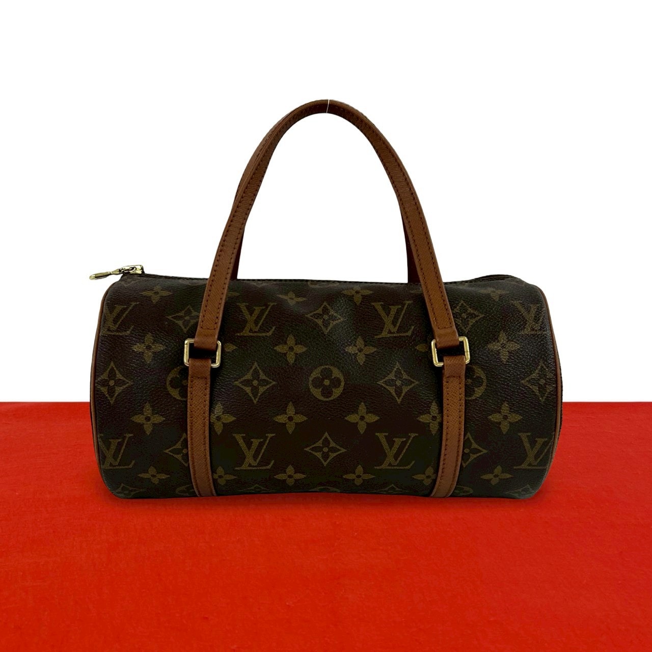 LOUIS VUITTON ルイヴィトン パピヨン 26 モノグラム レザー PVC ハンドバッグ ブラウン
 mg393