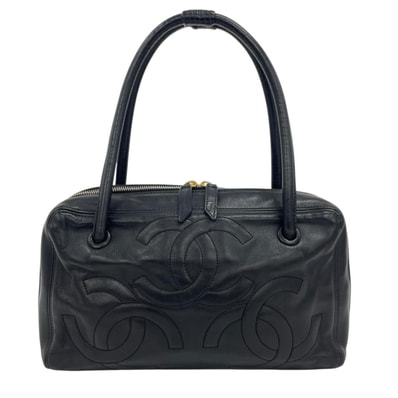 シャネル トリプルココ ハンドバッグ キャビアスキン ブラック レディース CHANEL 中古