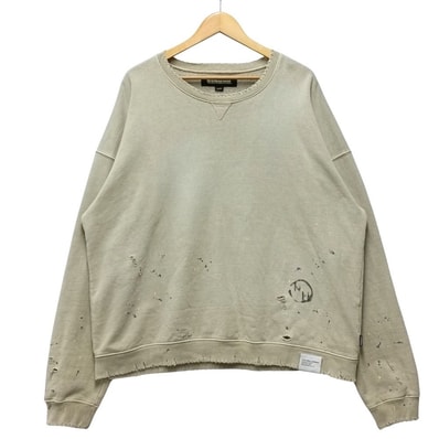 NEIGHBORHOOD ネイバーフッド 23AW ダメージ加工 スウェット コットン ライトカーキ系 サイズ XL 正規品 / 55026