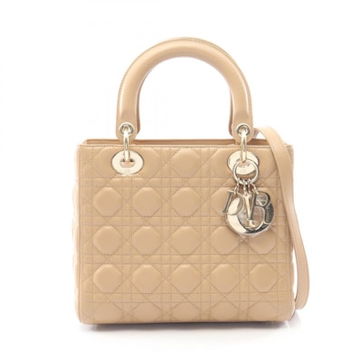 ディオール Dior LADY DIOR レディディオール カナージュ 2WAY ハンドバッグ バッグ レザー レディース ベージュ系 CAL44550 【中古】