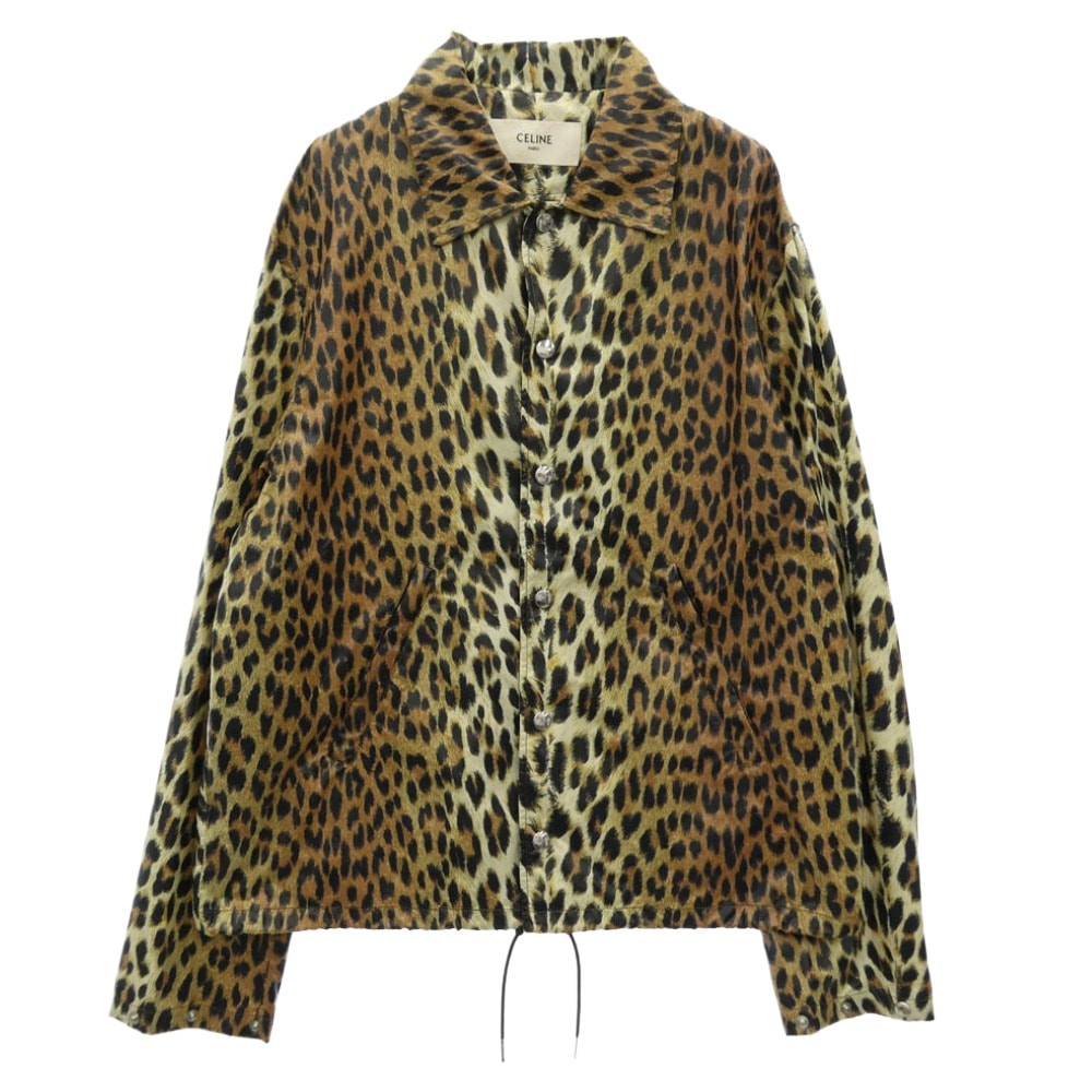 CELINE セリーヌ 2W181853I windbreaker blouson in printed nylon レオパード 総柄 ウィンドブレーカー シャツ ブルゾン プリント ナイロン ジャケット ライトブラウン系 S【新古品】【未使用】【中古】