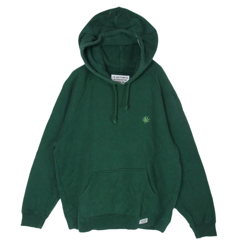 WACKO MARIA ワコマリア リーフ刺? フーディー プルオーバー パーカー グリーン系 XL【中古】