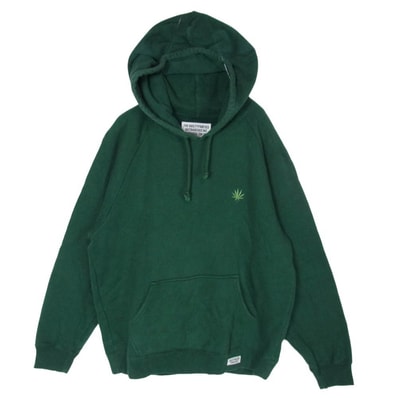 WACKO MARIA ワコマリア リーフ刺? フーディー プルオーバー パーカー グリーン系 XL【中古】
