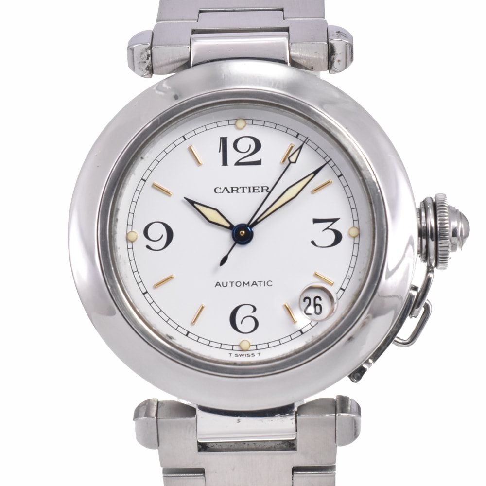 カルティエ CARTIER W31015M7 パシャC デイト ホワイト 自動巻き ユニセックス 良品 腕時計 R#149052