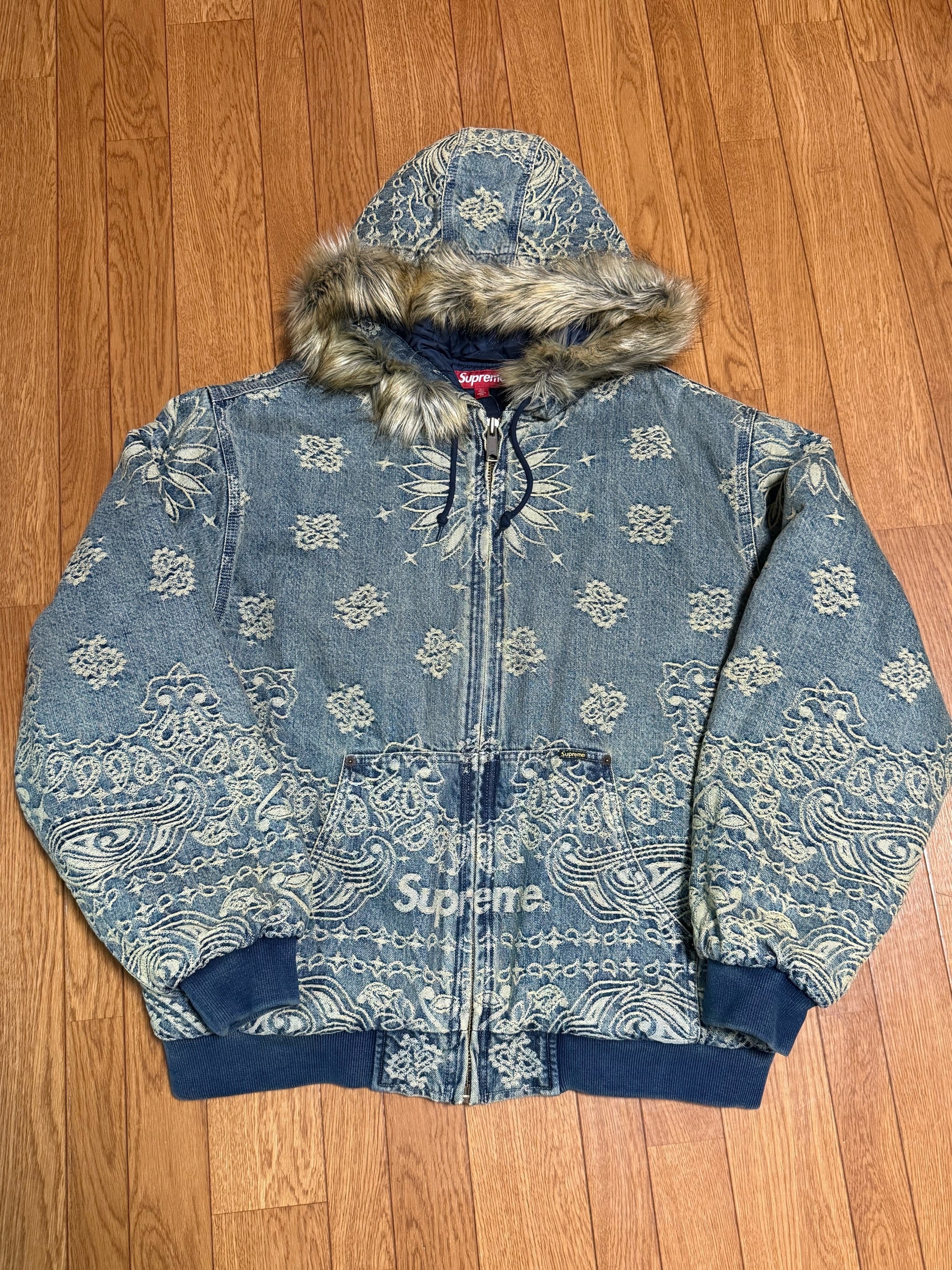 Supreme Bandana Jacquard Denim Hooded Work Jacket 