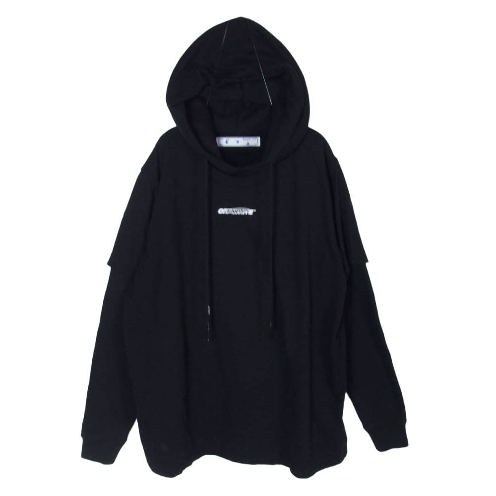 OFF-WHITE オフホワイト 20AW OMBB051E20FLE002 Double Layer Barrel Worker Arrows Oversized Hoodie ダブル レイヤード アロー ロゴ プリント スウェット パーカー XS【中古】