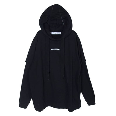 OFF-WHITE オフホワイト 20AW OMBB051E20FLE002 Double Layer Barrel Worker Arrows Oversized Hoodie ダブル レイヤード アロー ロゴ プリント スウェット パーカー XS【中古】