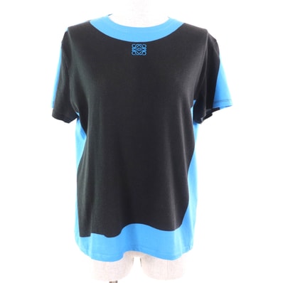 美品 ロエベ 半袖Tシャツ ブラック ライトブルー レディース M S359Y22X45