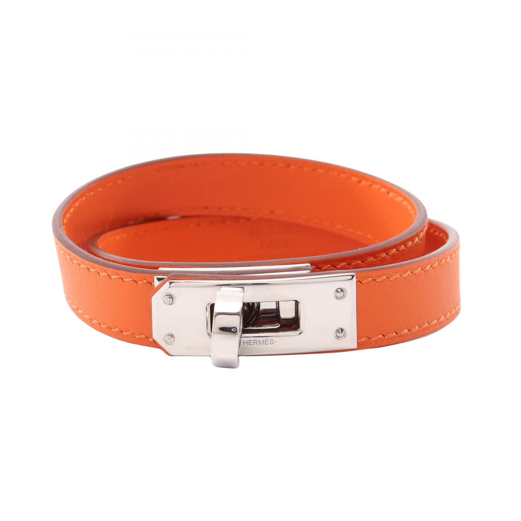エルメス HERMES ケリーブレスレット ドゥブルトゥール ブレスレット アクセサリー ステンレススチール ヴォースイフト ヴォースイフト オレンジ レディース オレンジ系 / シルバー系 【中古】