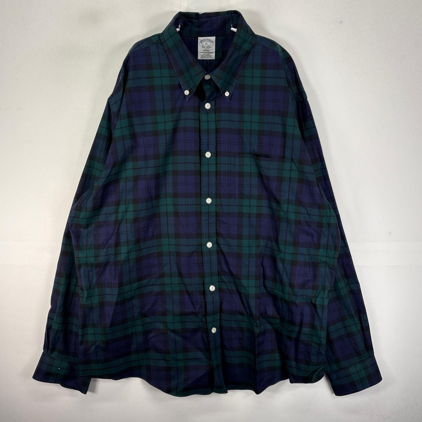 古着 ブルックスブラザーズ Brooks Brothers 長袖シャツ ボタンダウン XL  ネイビー系 チェック メンズ