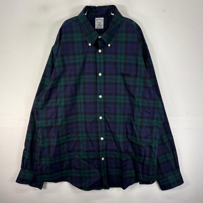 古着 ブルックスブラザーズ Brooks Brothers 長袖シャツ ボタンダウン XL ネイビー系 チェック メンズ