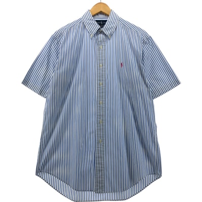 古着 ラルフローレン Ralph Lauren CLASSIC FIT クラシックフィット 半袖 ボタンダウン ストライプシャツ メンズM相当/eaa555153