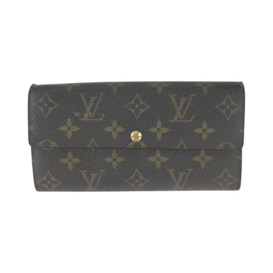 LOUIS VUITTON ルイヴィトン モノグラム ポシェット ポルト モネ クレディ ブラウン ゴールド金具 PVC 長財布 ロングウォレット 600821 【中古】