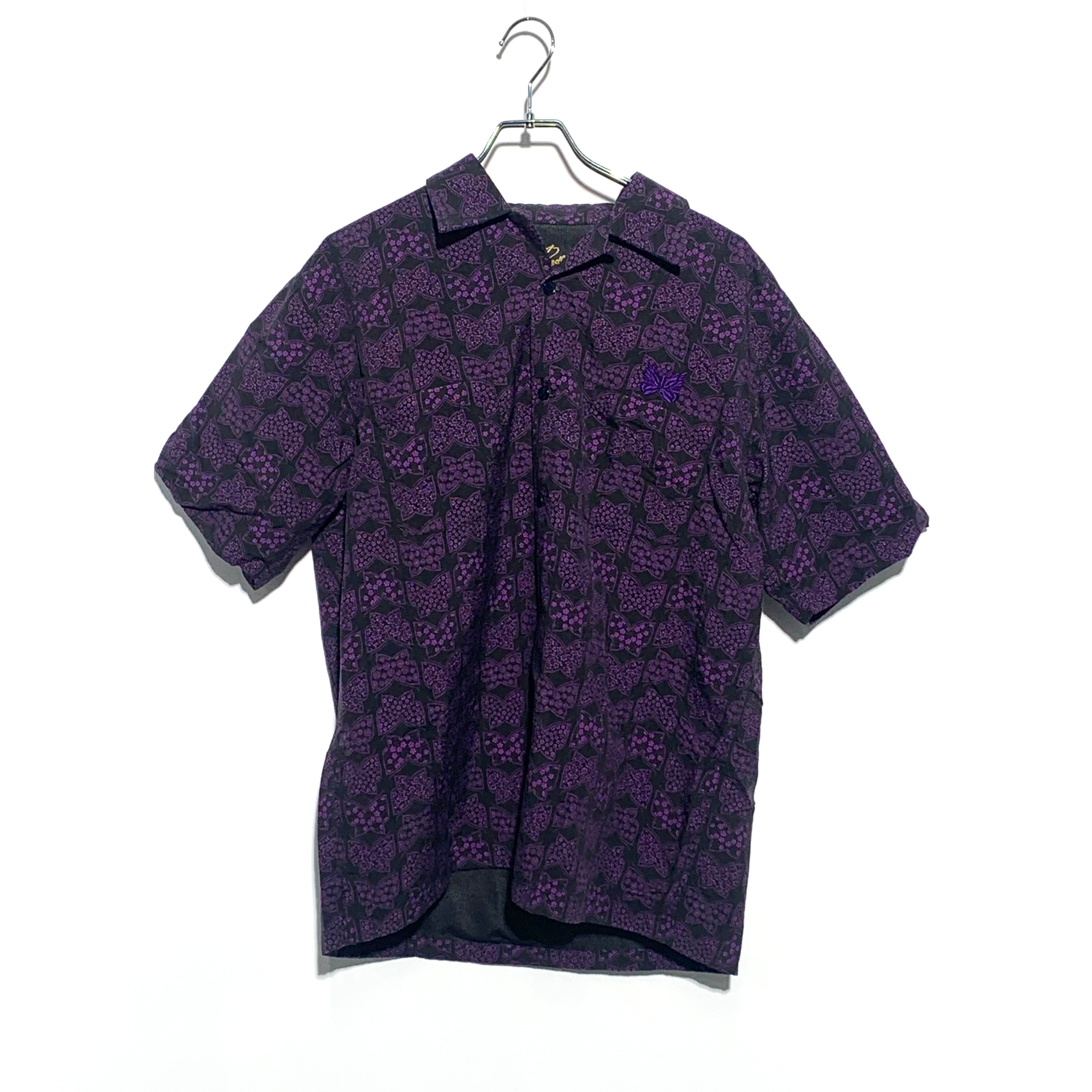 Needles × BEAMS OPEN COLLAR SHIRT purple×Black