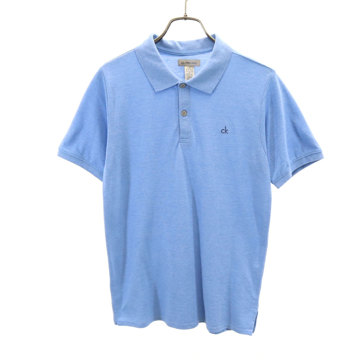 Calvin klein Jeans カルバンクラインジーンズ 半袖 ポロシャツ L(14/16) ブルー 鹿の子地