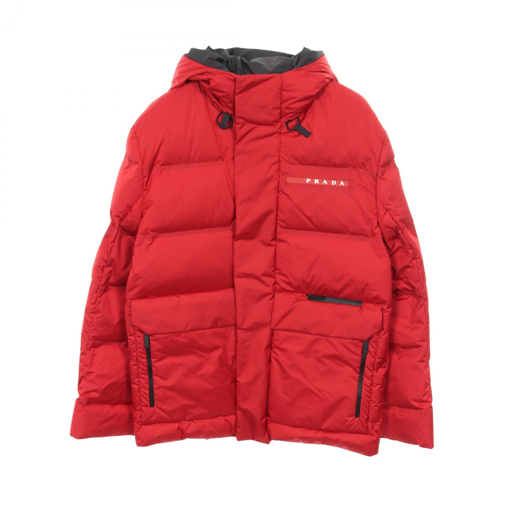 プラダスポーツ リネアロッサ PRADA SPORT LINEA ROSSA エクストリームテックスライト フーデッド ダウンジャケット 衣料品 アウター ポリエステル ポリエステル メンズ レッド系 【中古】