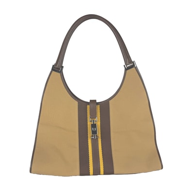 グッチ GUCCI ハンドバッグ ジャッキー キャンバス/レザー ブラウン/ベージュ/イエロー レディース【中古】 z11013