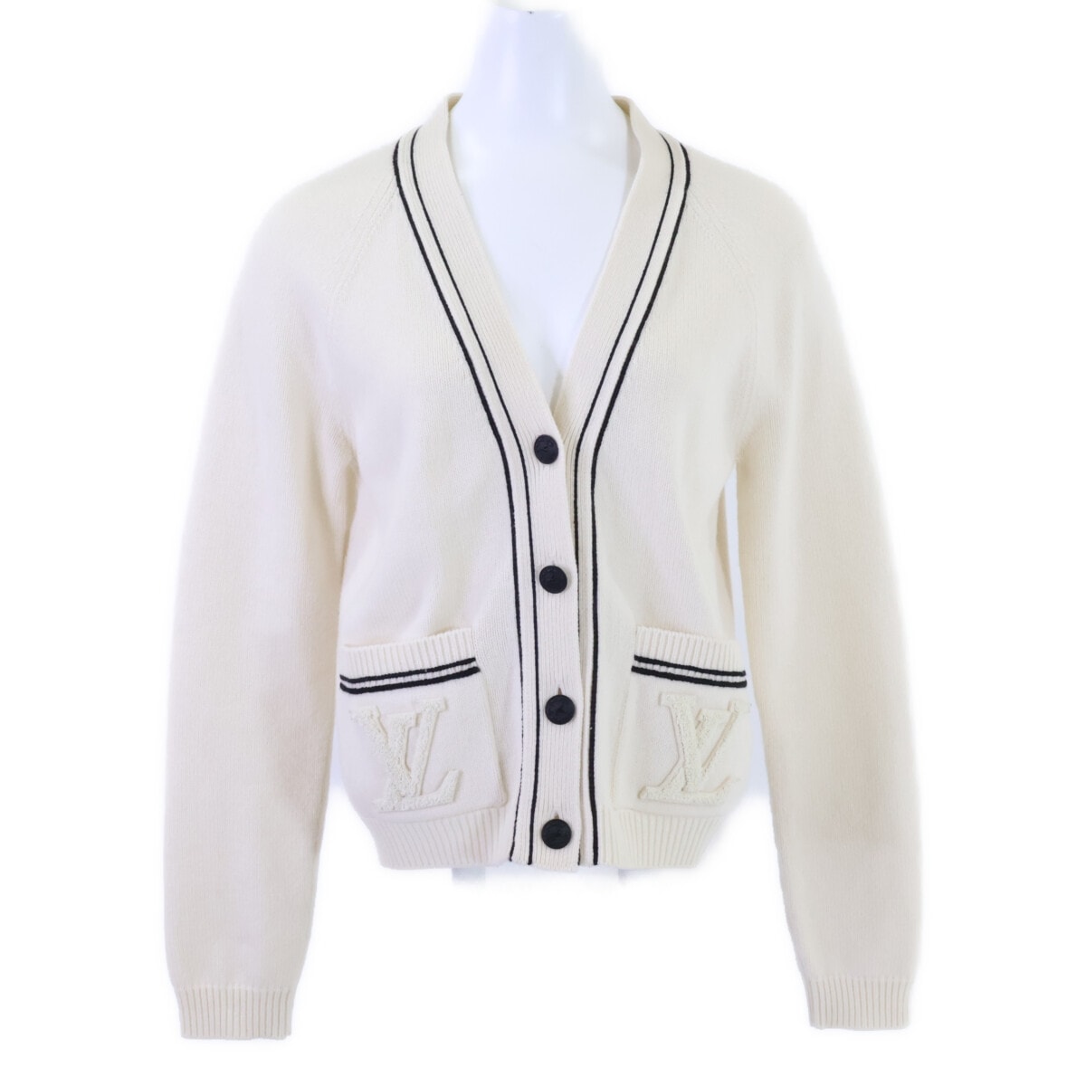 ルイヴィトン 【美品/国内正規/25年製】1AJJKJ/RW252WW WDI FTKC25 ストライプ アクセント カーディガン M