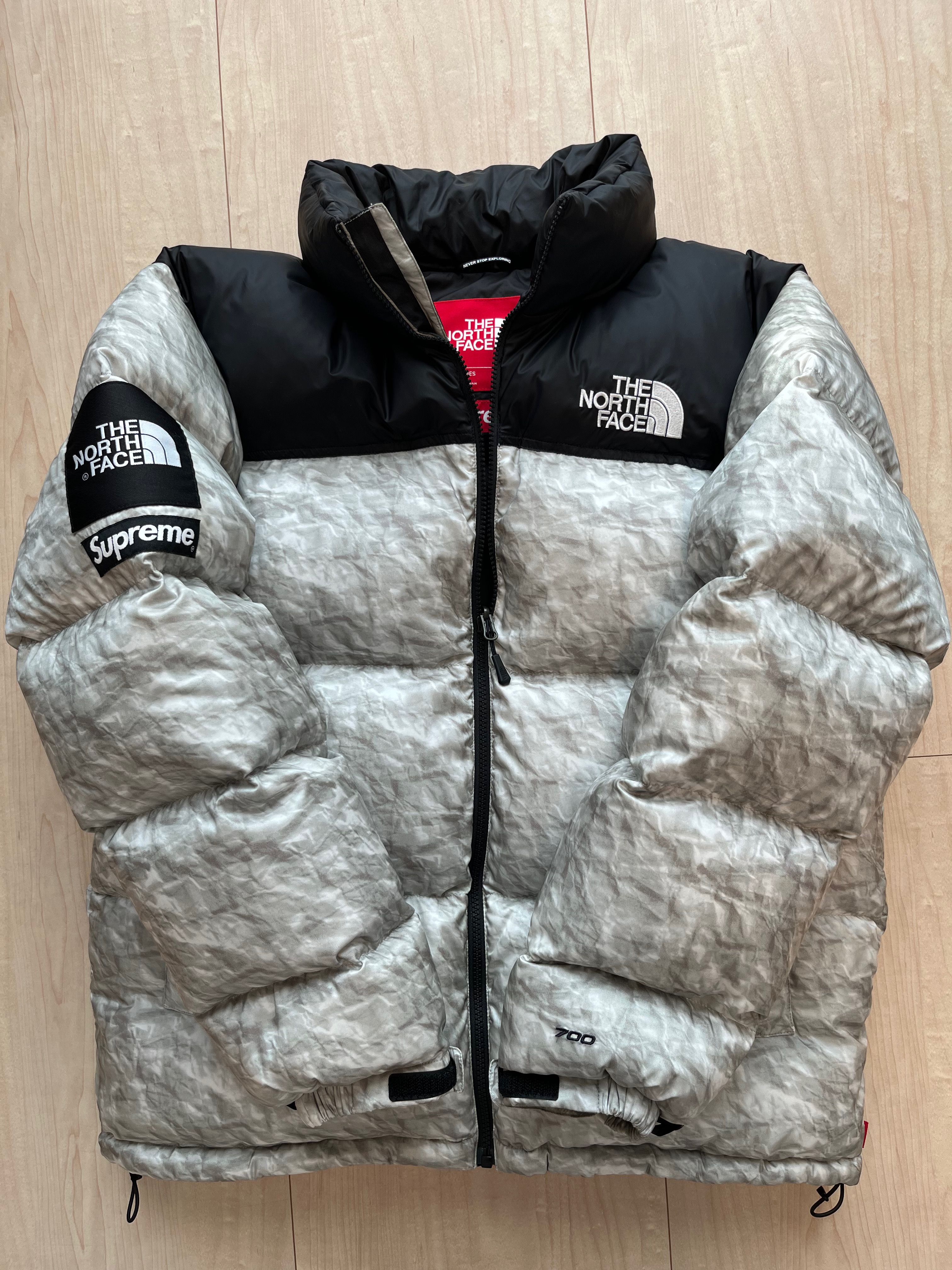 Supreme x The North Face Nuptse Jacket "White Paper Print"