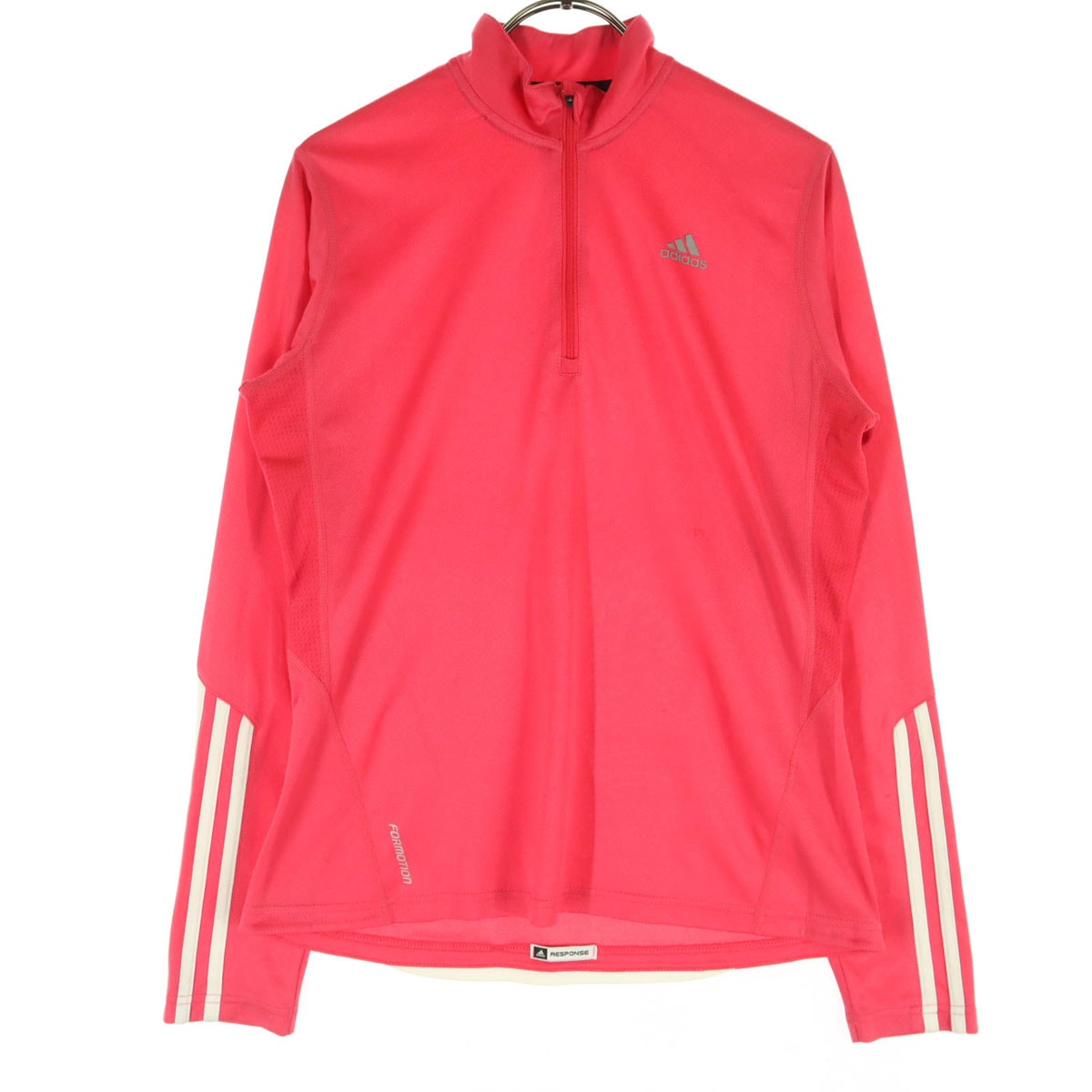 adidas アディダス ワンポイントロゴ 長袖 ハーフジップ トラックジャケット L ピンク系