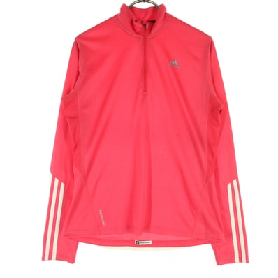 adidas アディダス ワンポイントロゴ 長袖 ハーフジップ トラックジャケット L ピンク系
