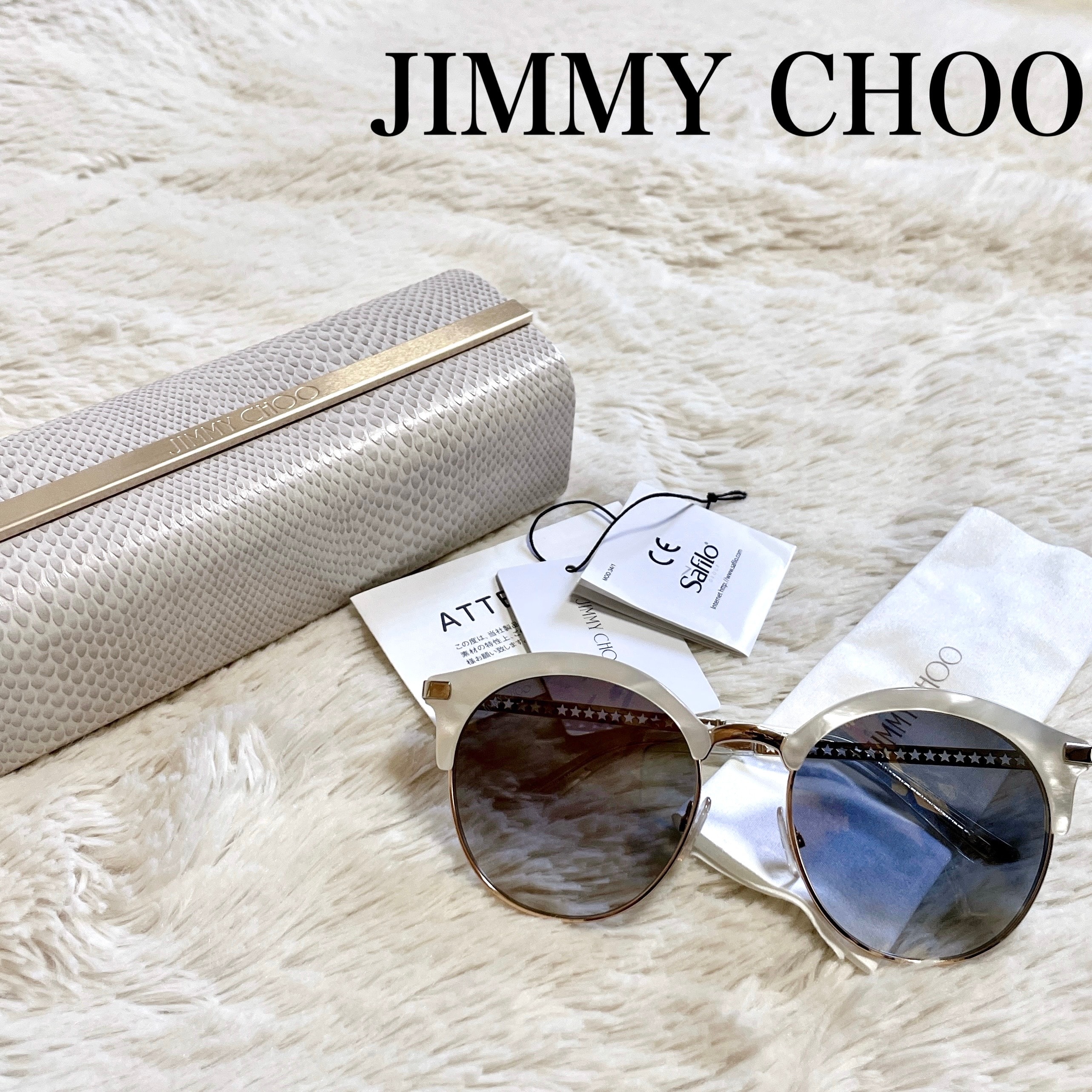 極美品 ジミーチュウ ボストン スター コンビフレーム サングラス フルリム