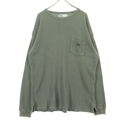 Lee リー ブランドロゴ 長袖 ワッフル Tシャツ 38 グレー ロンT サーマル
