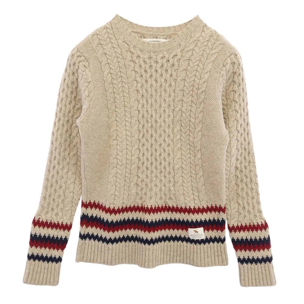 NEIGHBORHOOD ネイバーフッド ニット 14AW 142MANH-KNM01 DAKOTA W-CREW LS ダコタ ウール クルーネック ニット セーター ベージュ系【中古】