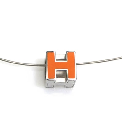 エルメス HERMES ネックレス カージュ ド アッシュ メタル オレンジ/シルバー レディース【中古】 h32195a