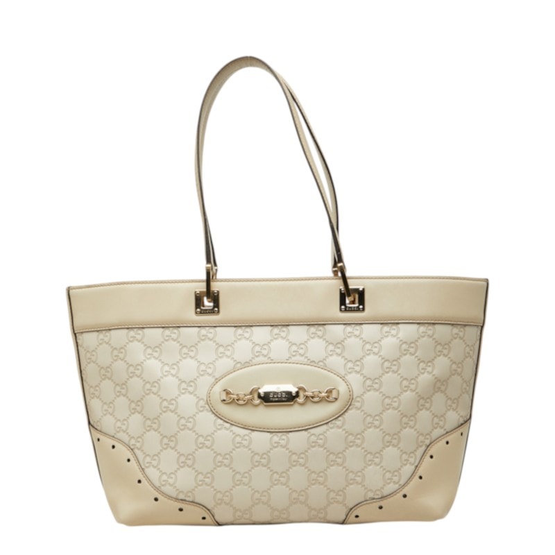 グッチ グッチシマ トートバッグ ショルダーバッグ 145993 アイボリー系 レザー レディース GUCCI 【中古】