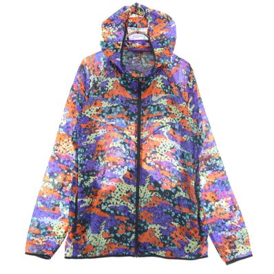 美品 NIKE ナイキ マルチカラー 長袖 ナイロンジャケット S ブルー フーディー