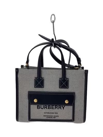 Burberry Small Two-Tone Canvas & Leather Freya Tote "Black"