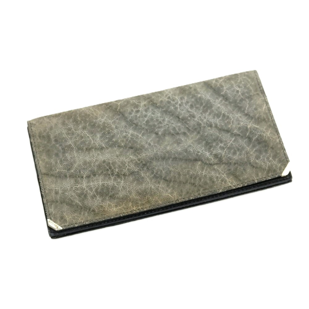【中古】ヴァレクストラ バレクストラ Valextra エレファントレザー 長財布 グレー系【メンズ】