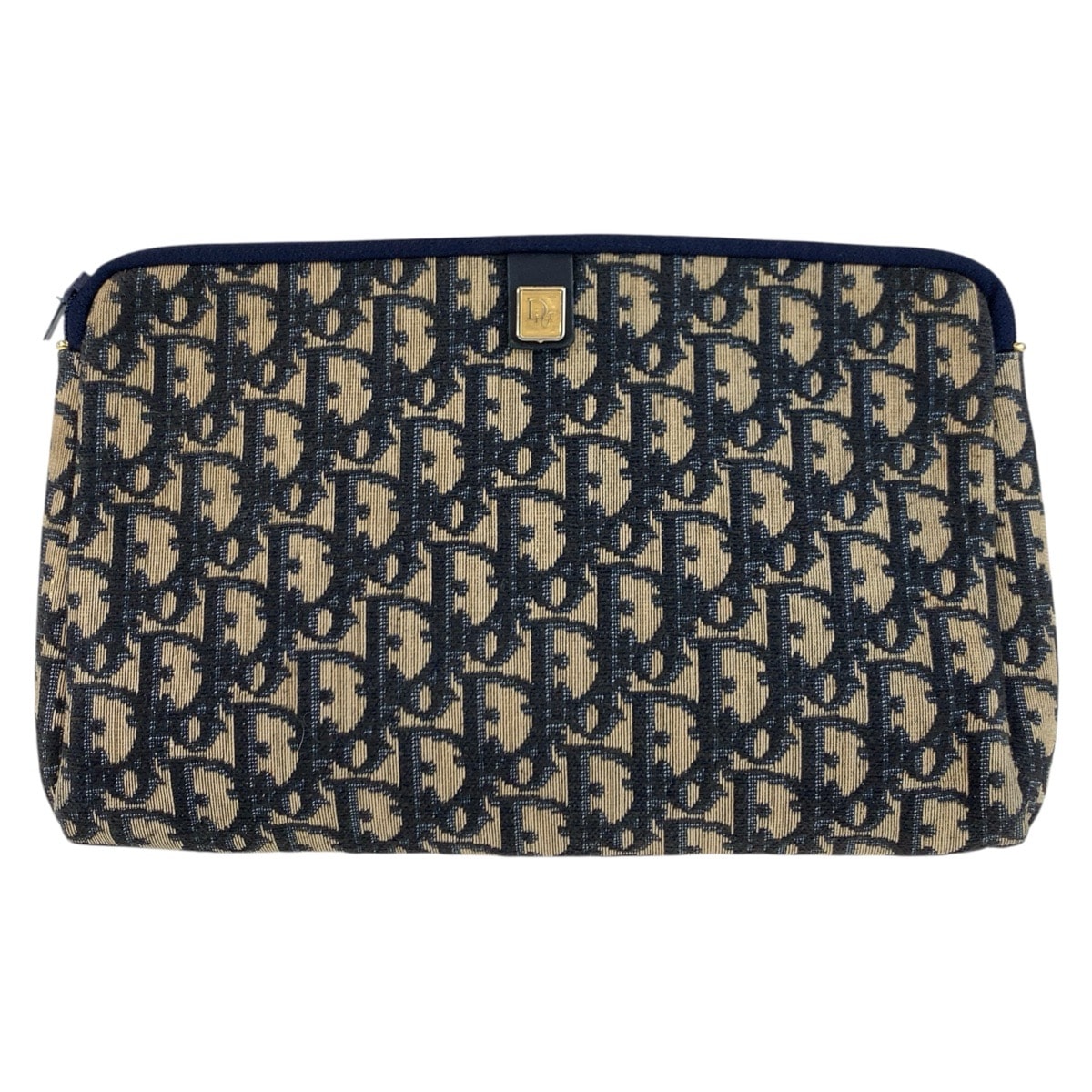 美品 Christian Dior クリスチャンディオール ヴィンテージ トロッター ネイビー キャンバス クラッチバッグ ポーチ 603712 【中古】