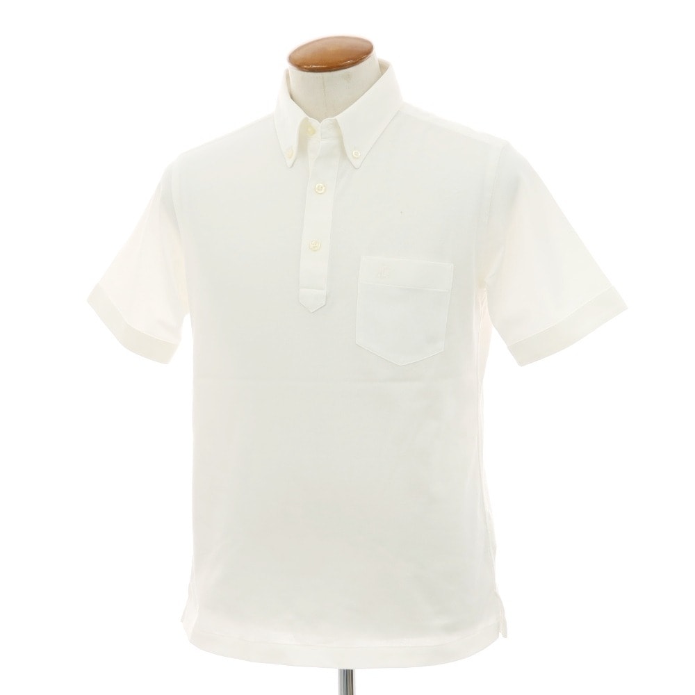 【中古】ブルックスブラザーズ Brooks Brothers コットンポリエステル ボタンダウン 半袖ポロシャツ ホワイト【サイズM】【メンズ】