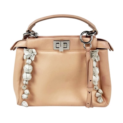 フェンディ FENDI ハンドバッグ ショルダーバッグ ミニ ピーカブー レザー ピンクベージュ/ホワイト レディース 8BN244-9GK【中古】 z11342